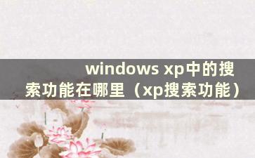 windows xp中的搜索功能在哪里（xp搜索功能）